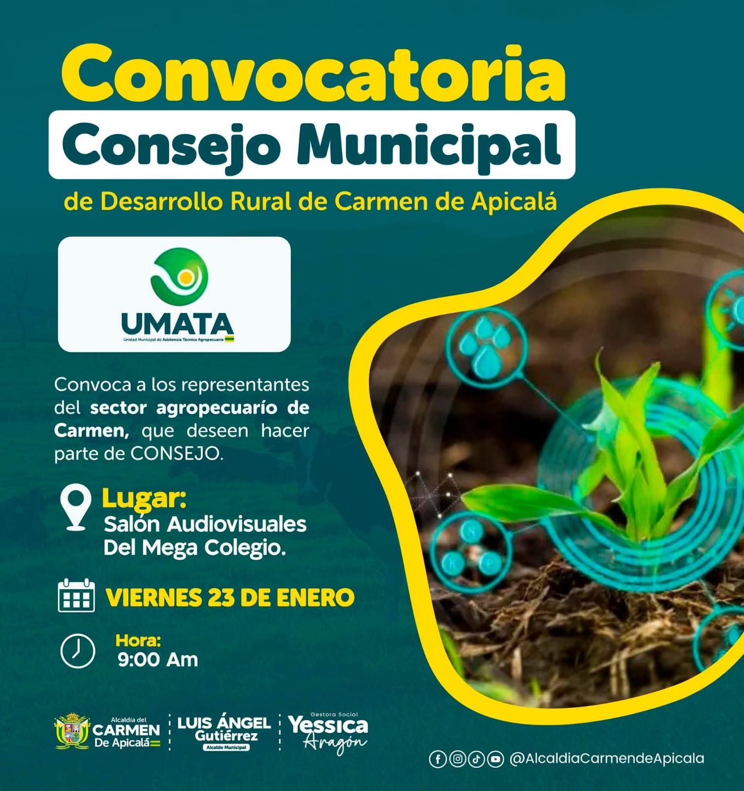 UMATA INVITA 🤝 ¡Participa en la Conformación del Consejo Municipal de Desarrollo Rural! 🚜🌾
