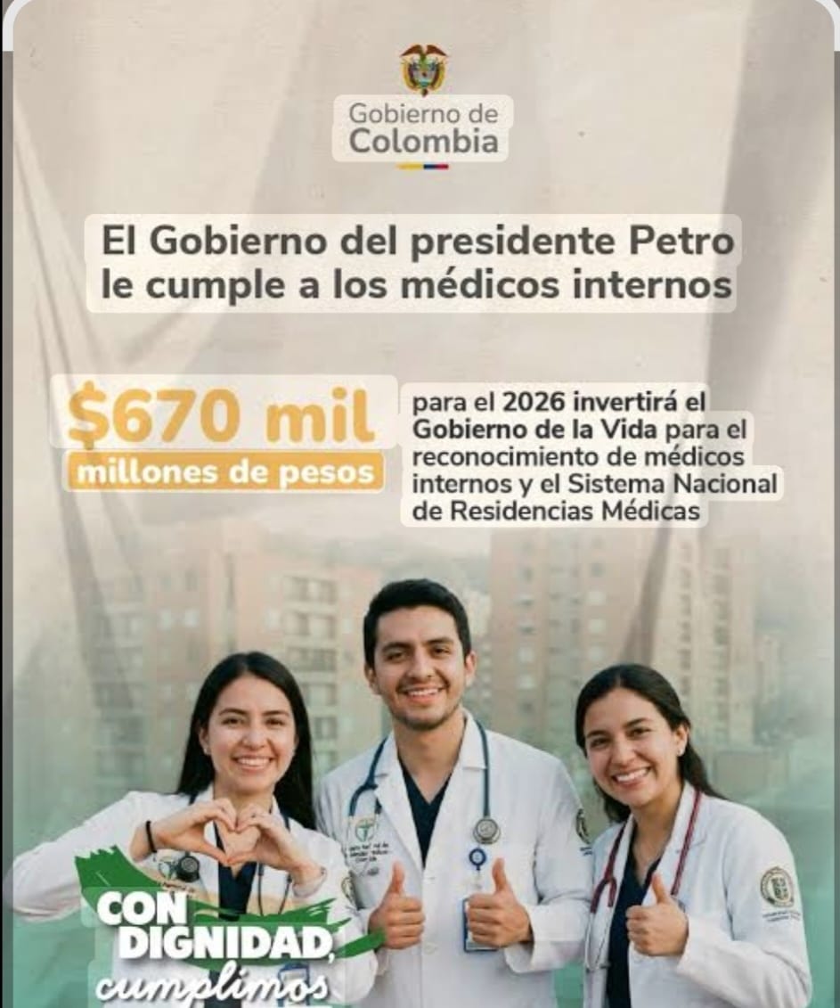 Histórico: Gobierno Petro asigna $214 mil millones para pagar salarios a 8.000 médicos internos en Colombia